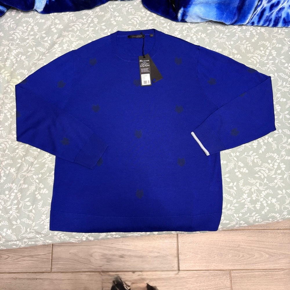 Greyson Royal Blue Knit Crewneck Sweater Golf XL